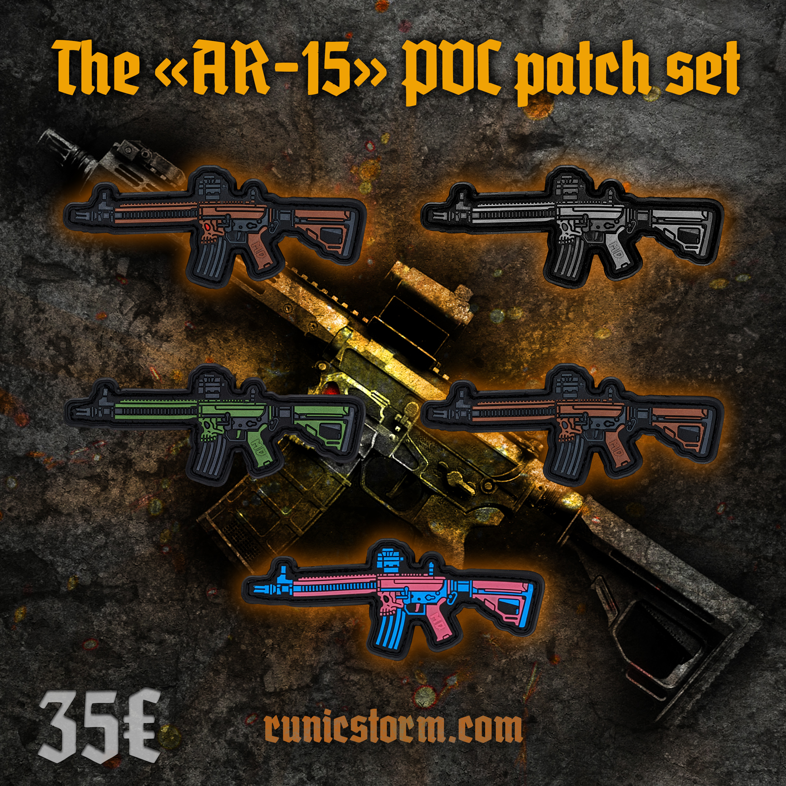 Storm Pvc Patch Patches | The «AR-15» PVC patch set (5 patches) | Runic Storm